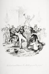 The last brawl between Sir Mulberry and his pupil, illustration from `Nicholas Nickleby' by Charles Dickens (1812-70) published 1839 (litho) (see also 249149) | Obraz na stenu