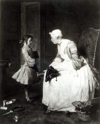 The Governess, 1739 (oil on canvas) (b/w photo) | Obraz na stenu