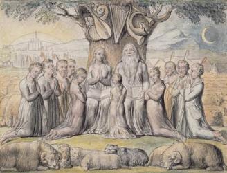 Illustrations from the Book of Job, pl.2 (page 1): Job and his Family, after William Blake (1757-1827) (pen & ink and w/c) | Obraz na stenu