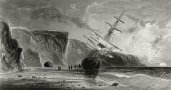 Midnight in September, engraved by G. Ulman, from 'Arctic Explorations in the Years 1853, 54, 55', Volume I, by Doctor Elisha Kent Kane (1820-57) published Philadelphia, 1856 (litho) | Obraz na stenu