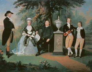 Members of the Wilson family grouped round a memorial of William Pitt the Younger (oil on canvas) | Obraz na stenu