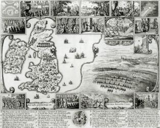 Map of Civil War England and a view of Prague, 1632 (engraving) (b/w photo) | Obraz na stenu