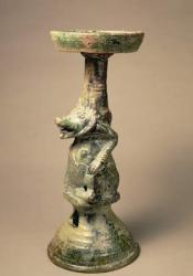 Early Chinese pottery lamp, tomb artefact, Han Dynasty, 25-220 AD (ceramic) | Obraz na stenu