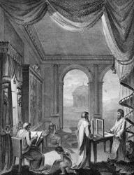 Frontispiece to 'The Cabinet-Maker and Upholsterer's Drawing-Book' by Thomas Sheraton, published 1793 (engraving) | Obraz na stenu