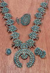 Navajo necklace, bracelet and rings (silver and turquoise) (see also 229251) | Obraz na stenu