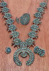 Navajo necklace, bracelet and rings (silver and turquoise) (see also 229251) | Obraz na stenu