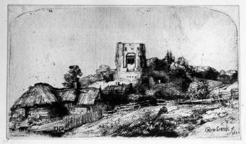 Landscape with a Tower, 1650 (etching) | Obraz na stenu