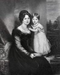 Queen Victoria as an infant with her mother the Duchess of Kent, c.1822 (engraving) | Obraz na stenu