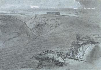 Segesta, from 'Views of Sicily' (chalk & gouache on blue paper) | Obraz na stenu