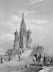 St. Basil's Cathedral, Moscow, engraved by Turnbull, 1835 (engraving) | Obraz na stenu