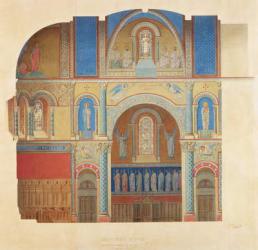 Saint-Paul Church, Nimes, longitudinal section of the choir (w/c on paper) | Obraz na stenu