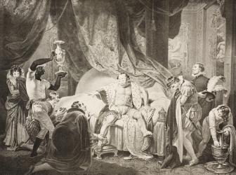 A bedchamber in the Lord's house, Induction, Scene II, from 'The Taming of the Shrew', from The Boydell Shakespeare Gallery, published late 19th century (litho) | Obraz na stenu