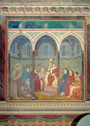 St. Francis Preaching a Sermon to Pope Honorius III, 1297-99 (fresco) | Obraz na stenu