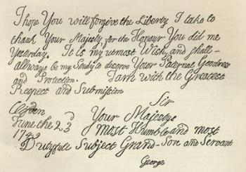 Letter from George III to his grandfather the King, 23rd June 1749, published in 'Leisure Hour', 1891 (litho) | Obraz na stenu