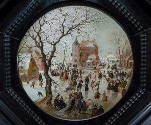 Winter Scene with Skaters near a Castle, c.1608-09 (oil on panel) | Obraz na stenu