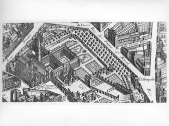 Plan of Paris, known as the 'Plan de Turgot', engraved by Claude Lucas, 1734-39 (engraving) (b/w photo) (detail of 233535) 7) | Obraz na stenu