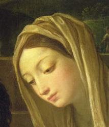 The Adoration of the Shepherds, detail of the Virgin, c.1640-42 (oil on panel) (detail of 35651) | Obraz na stenu