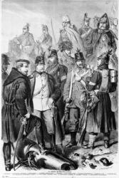 War of Duchies, Austrian and Prussian soldiers and officers fighting for Schleswig-Holstein, 1864, published in Leipzig (engraving) (b/w photo) | Obraz na stenu