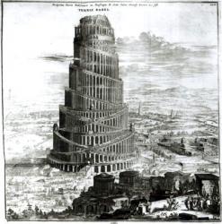 The Tower of Babel, 1679 (engraving) (b/w photo) | Obraz na stenu