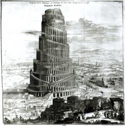 The Tower of Babel, 1679 (engraving) (b/w photo) | Obraz na stenu