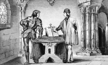 Louis XI (1423-83) held under house arrest by Charles the Bold (1433-77) from 'Histoire de France' by Colart, published c.1840 (engraving) | Obraz na stenu