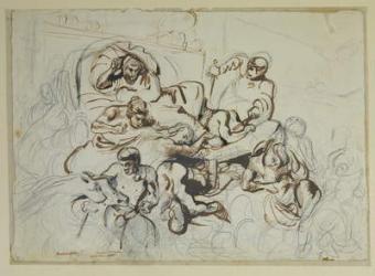 Study for the Death of Sardanapalus, 1864 (pen & ink and graphite on paper) | Obraz na stenu