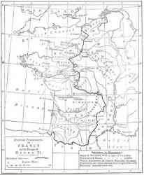 Map showing English possessions in France during the reign of Henry II, 1189. From Cassell's History of England, published c.1901 | Obraz na stenu