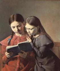 The Artist's Sisters Signe and Henriette Reading a Book, 1826 (oil on canvas) | Obraz na stenu
