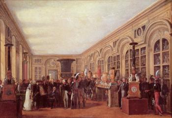 Alexandre Brongniart (1770-1847) Presenting the Artists of the Sevres Workshop to Louis XVIII (1755-1824) (oil on paper) | Obraz na stenu