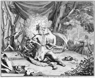 Satire on a castrato singer, 1730-1740 (engraving) | Obraz na stenu