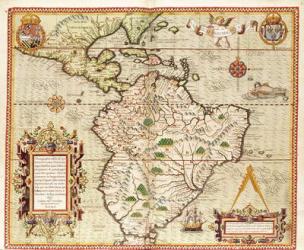 Map of Central and South America, from 'Americae Tertia Pars..', 1562 (coloured engraving) | Obraz na stenu