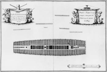 Plan of the third deck of a vessel, illustration from the 'Atlas de Colbert', plate 30 (pencil & w/c on paper) (b/w photo) | Obraz na stenu
