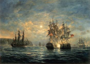 Engagement Between the "Bonhomme Richard" and the "Serapis" off Flamborough Head, 1779 | Obraz na stenu