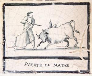 Bullfight scene on an antique tile - The Killing Stage (ceramic) | Obraz na stenu