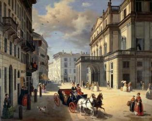 Front of La Scala Theatre, 1852 (oil on canvas) | Obraz na stenu