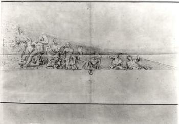 Study of the frieze from a pediment of the Parthenon (pencil on paper) (b/w photo) | Obraz na stenu