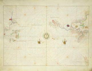 The Pacific Ocean, from an Atlas of the World in 33 Maps, Venice, 1st September 1553 (ink on vellum) (see also 330962) | Obraz na stenu