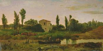 Landscape with Boat, 1867 (oil on canvas) | Obraz na stenu