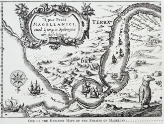 One of the earliest maps of the Straits of Magellan, from 'The Romance of the River Plate', Vol. I, by W. H. Koebel, 1914 (engraving) | Obraz na stenu