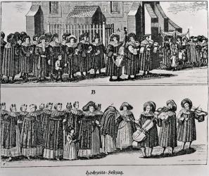 Jewish Carnival Procession (engraving) (b/w photo) | Obraz na stenu