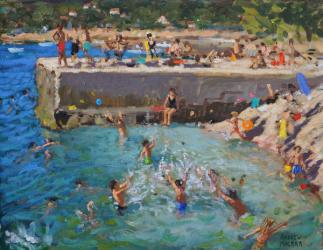 Fun in the sea,Rovinj,Croatia,2016,( oil on canvas ) | Obraz na stenu