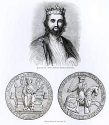 Edward II (1284-1327) drawn from the Tomb at Gloucester, and the Great Seal (engraving) (b/w photo) | Obraz na stenu