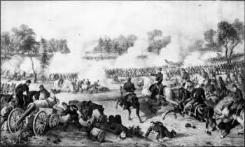 The Battle of the Wilderness, Virginia, May 5th & 6th 1864, pub. by Currier & Ives (engraving) (b&w photo) | Obraz na stenu