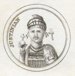 Justinian I, from 'Crabb's Historical Dictionary', published 1825 (litho) | Obraz na stenu