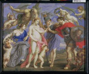 Mars Introduced by Minerva to Occasion, accompanied by Ceres, after a painting by Peter Paul Rubens (1577-1640) (bodycolour and gum on vellum wrapped around panel) | Obraz na stenu