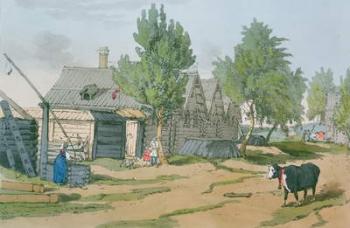 A Russian Village, 1804 (colour litho) | Obraz na stenu