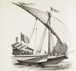 Pontifical Galley with Sails, Oars and Heavy Artillery, c.1808 (litho) | Obraz na stenu