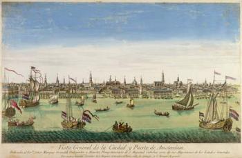 A General View of the Port and Town of Amsterdam, engraving by D.G. Hucquier, 16th century | Obraz na stenu