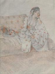 The Countess of Coventry in Turkish Costume (red chalk & pencil on paper) | Obraz na stenu