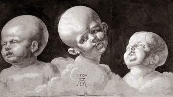 Three Heads of Children, 1506 (pen & ink on paper) | Obraz na stenu